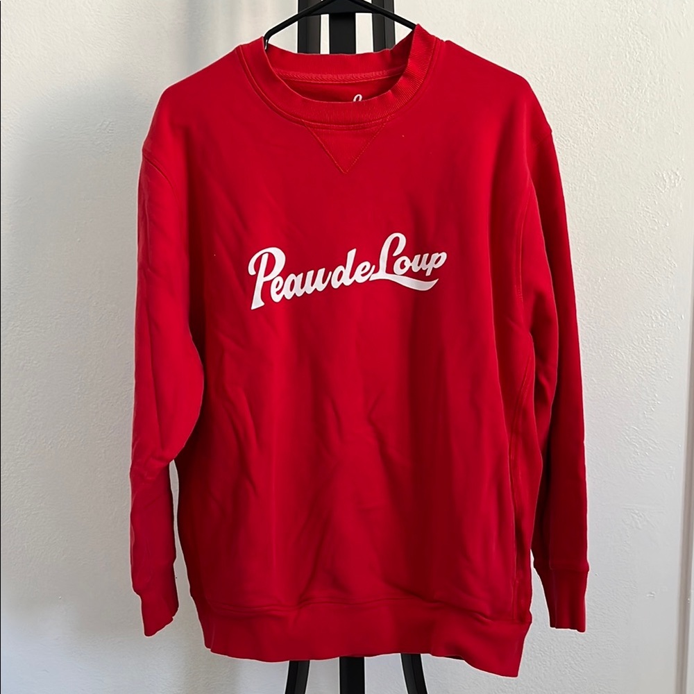 Peau De Loup Bold Red Crewneck Sweater Pull Over
